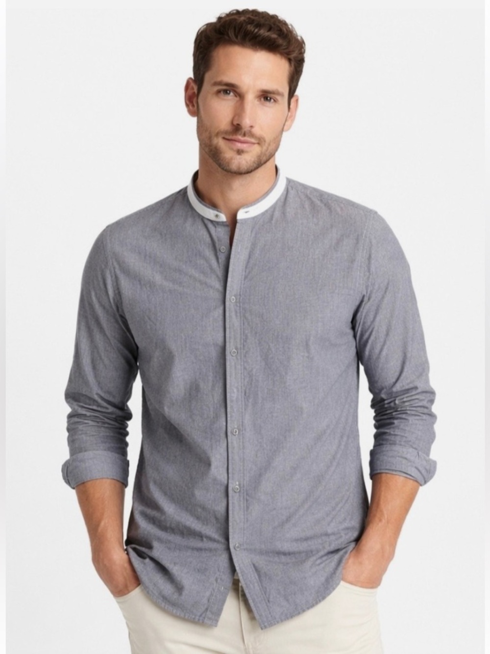 The Kooples $195 NWT Cotton  Blue Micro-Check Button Down Shirt, Size XL